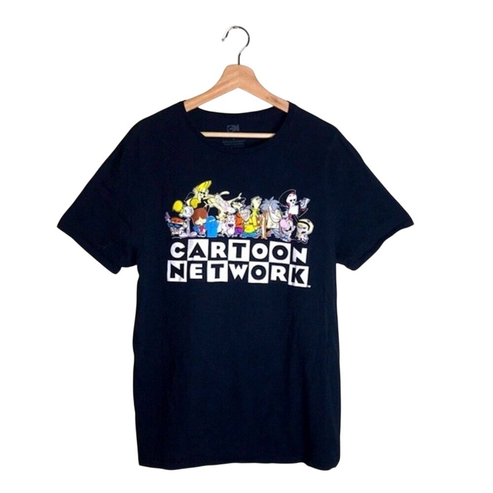 Cartoon Network Men's Graphic Character Cast T-Shirt Large Black